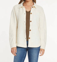 mododoc Mixed Texture Oversized Shacket in milk frost - women's jacket