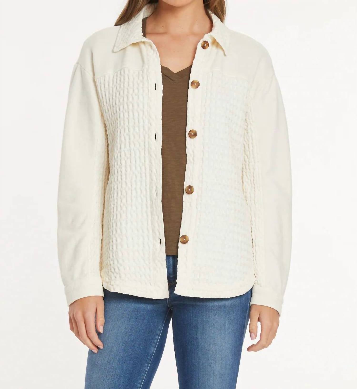 mododoc Mixed Texture Oversized Shacket in milk frost - women's jacket