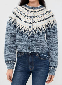 Z Supply North Sea Fair Isle Cardigan in blue velvet - women's cardigan