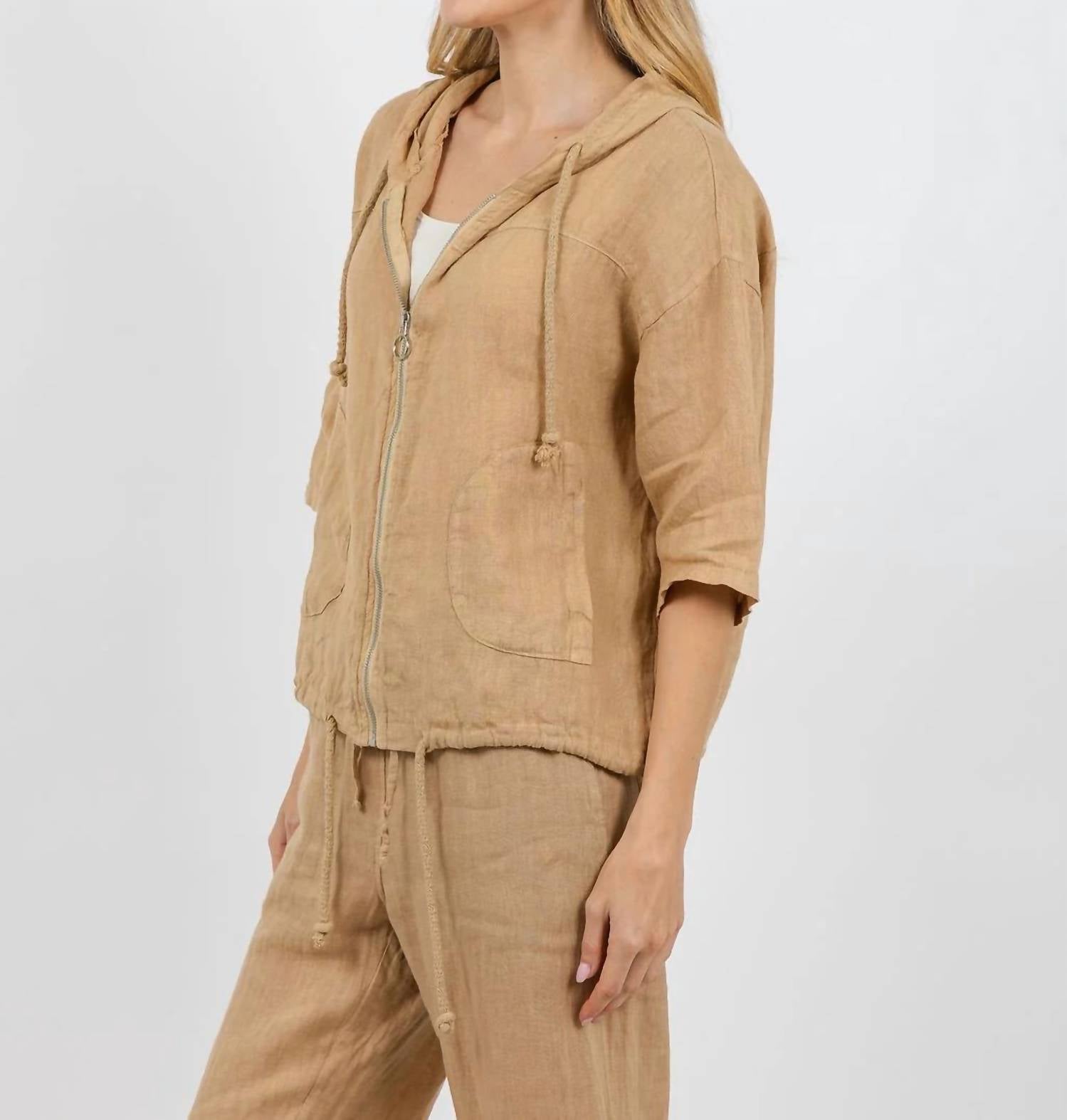 Elliott Lauren - Zip Front Linen Jacket