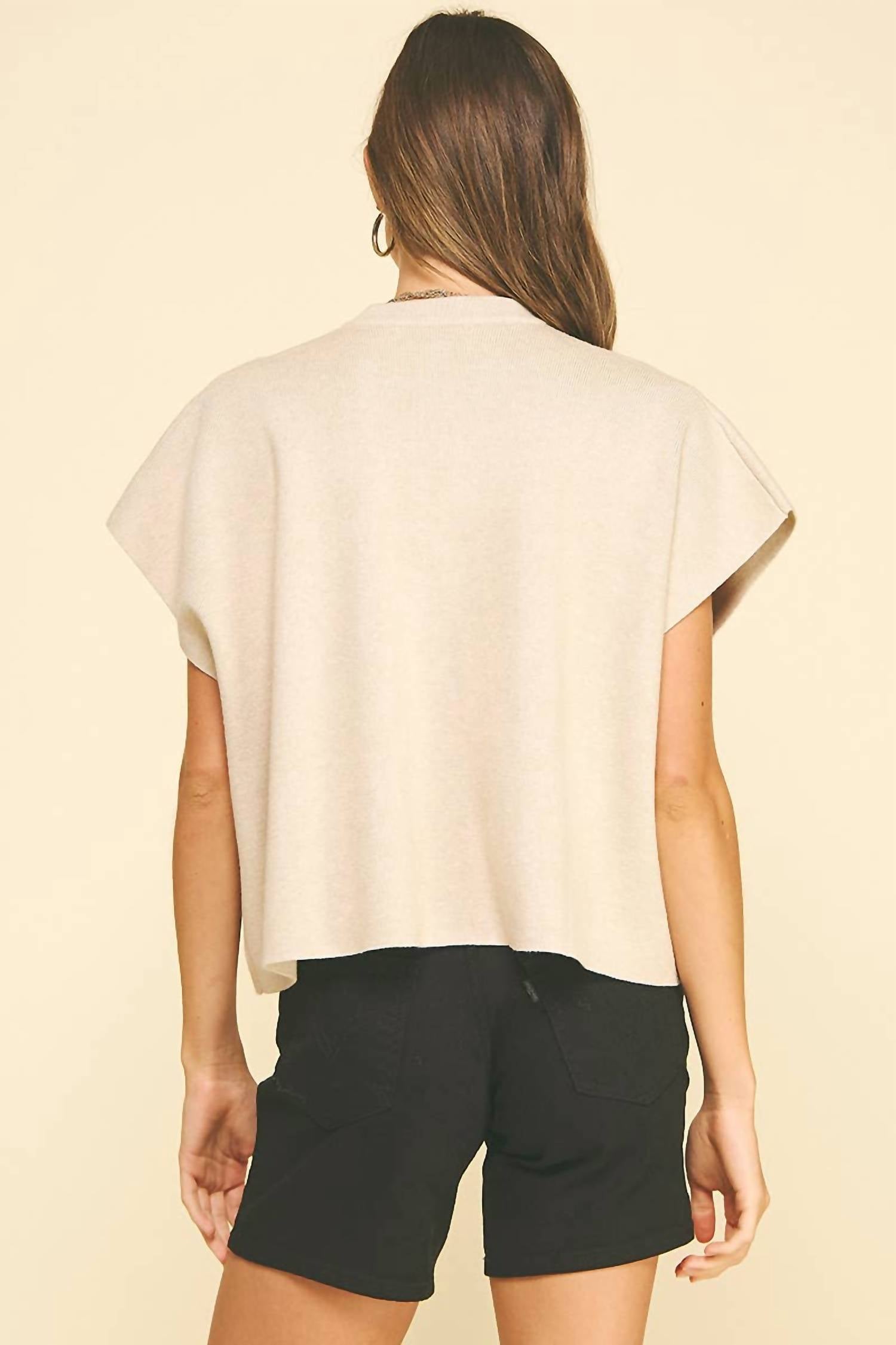 Pinch - Button Down Cap Sleeve Sweater