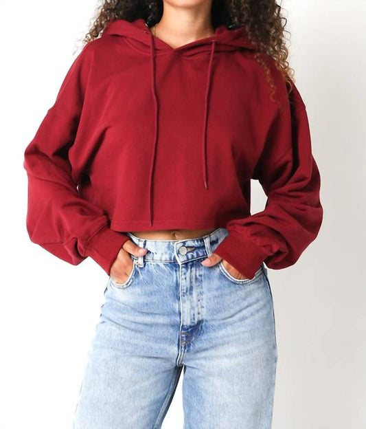 Olivaceous - Long Sleeve Pullover Crop Hoodie
