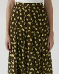 EXQUISE Aleah Maxi Skirt in neon yellow floral - women's skirt - detail view