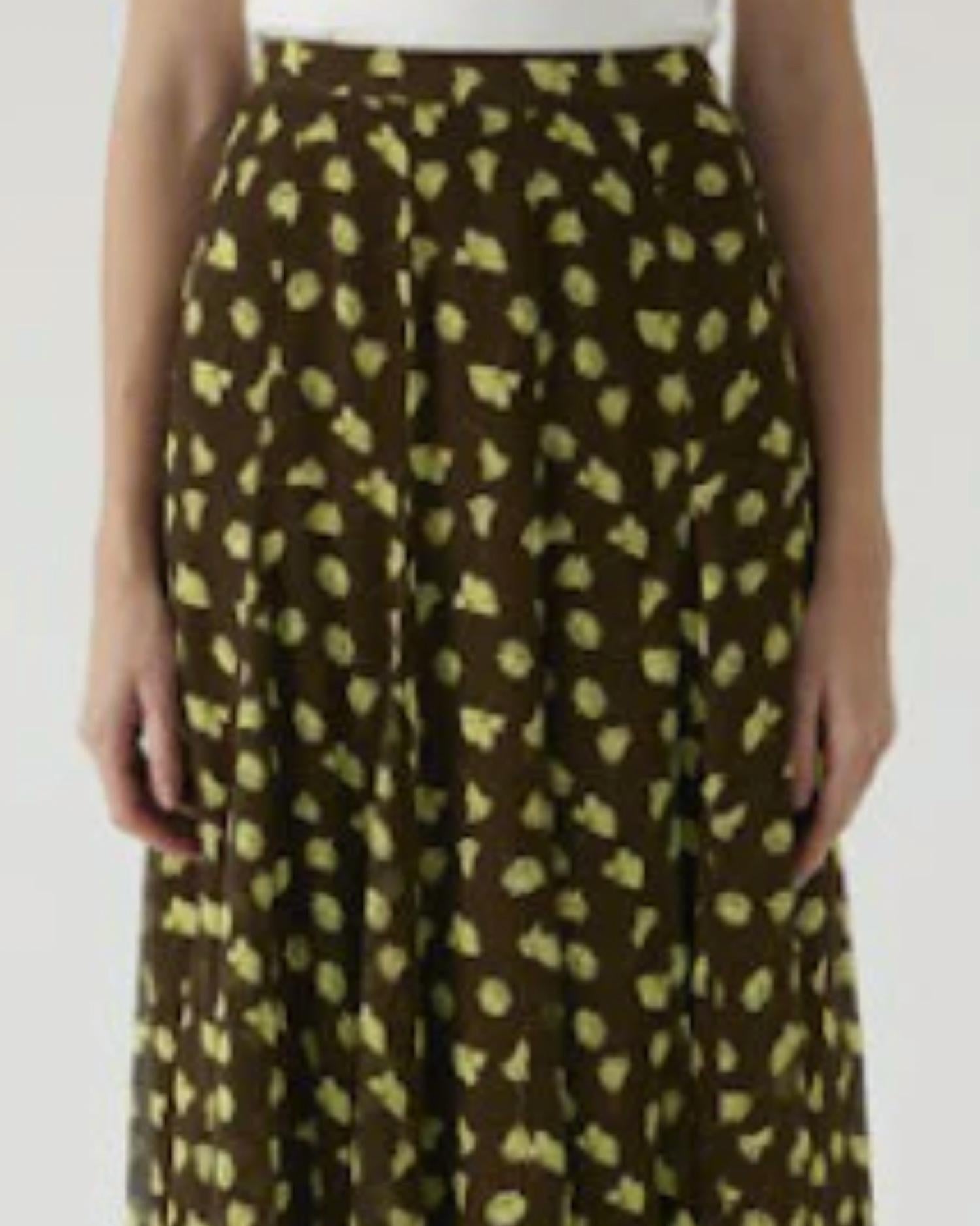 EXQUISE Aleah Maxi Skirt in neon yellow floral - women's skirt - detail view