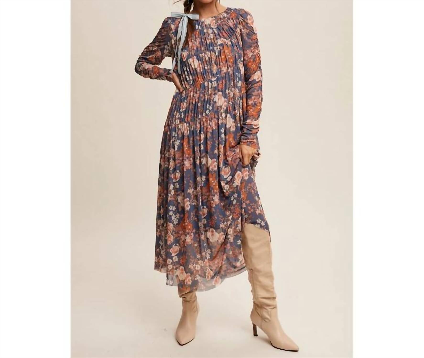 Listicle - Asymmetrical Cinched Floral Maxi Dress