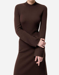 vanessabruno The Marielle Midi Dress in brown - women's dress - alternate view