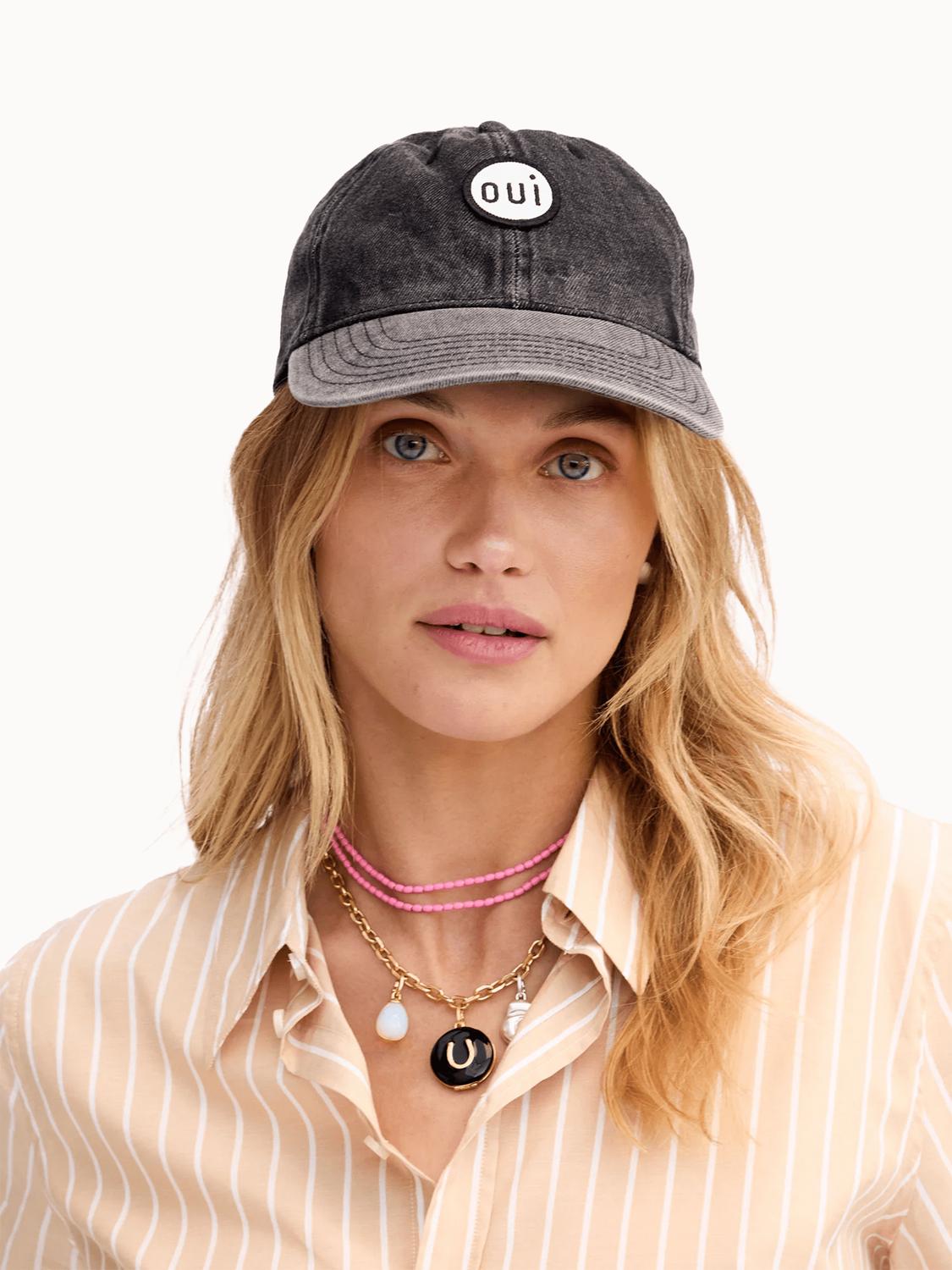 Clare V. - Women's Oui Patch Denim Baseball Cap