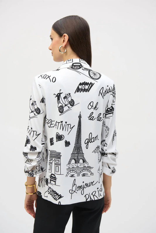 Joseph Ribkoff - Silky Knit Conversational Print Straight Blazer Jacket