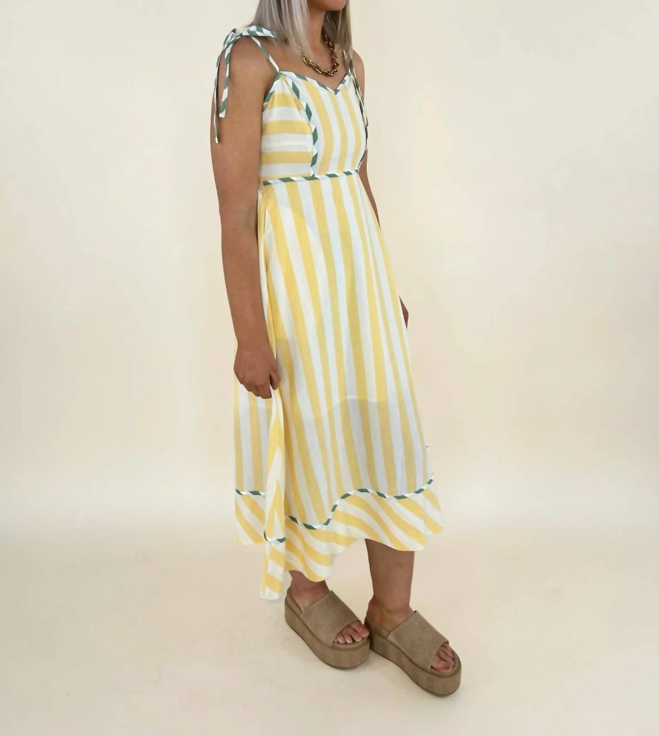 &Merci - Raya Striped Binding Midi Dress