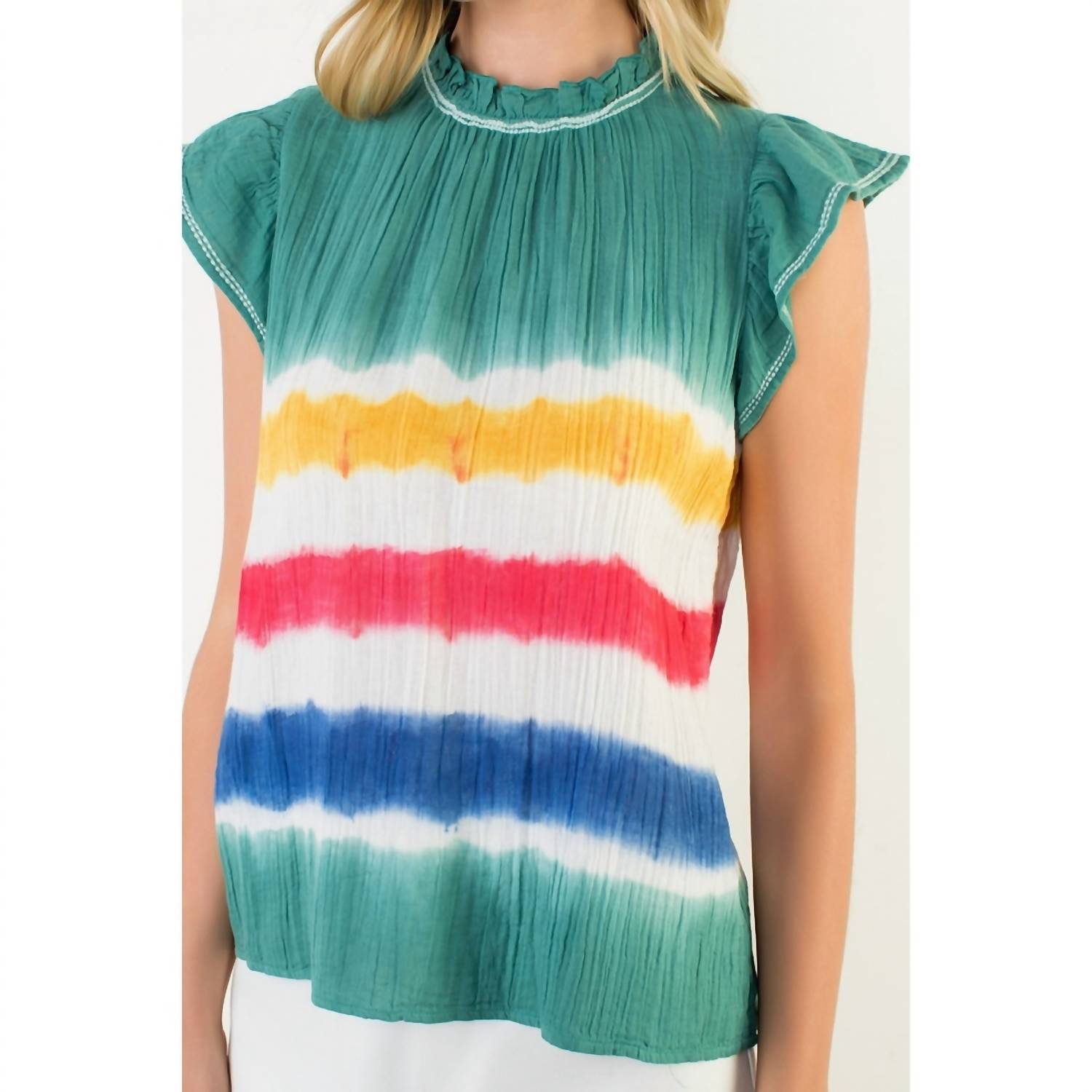 Thml - Tie Dye Ruffle Sleeve Top