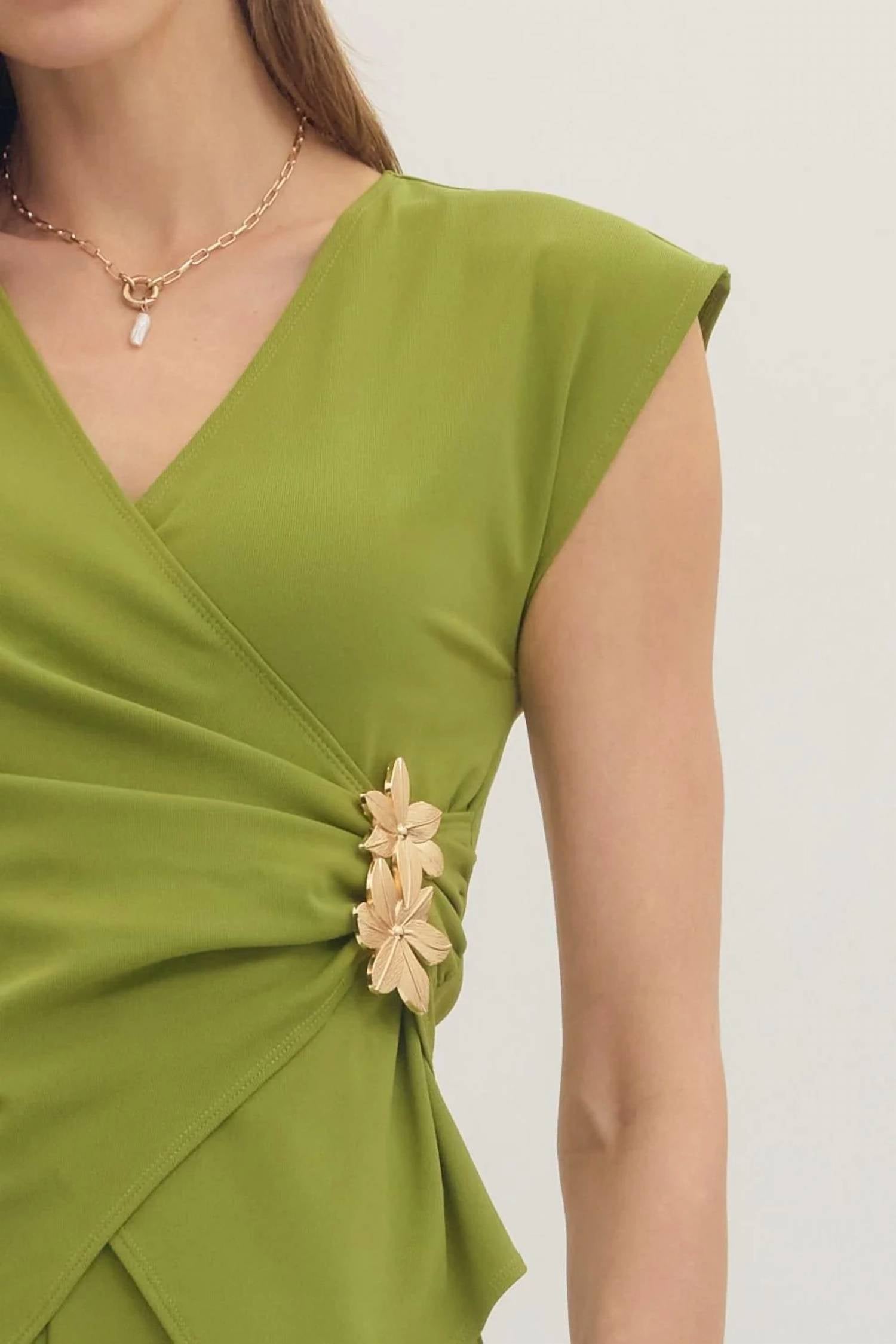 Entro - Chateau Cap Sleeve Wrap-style Top