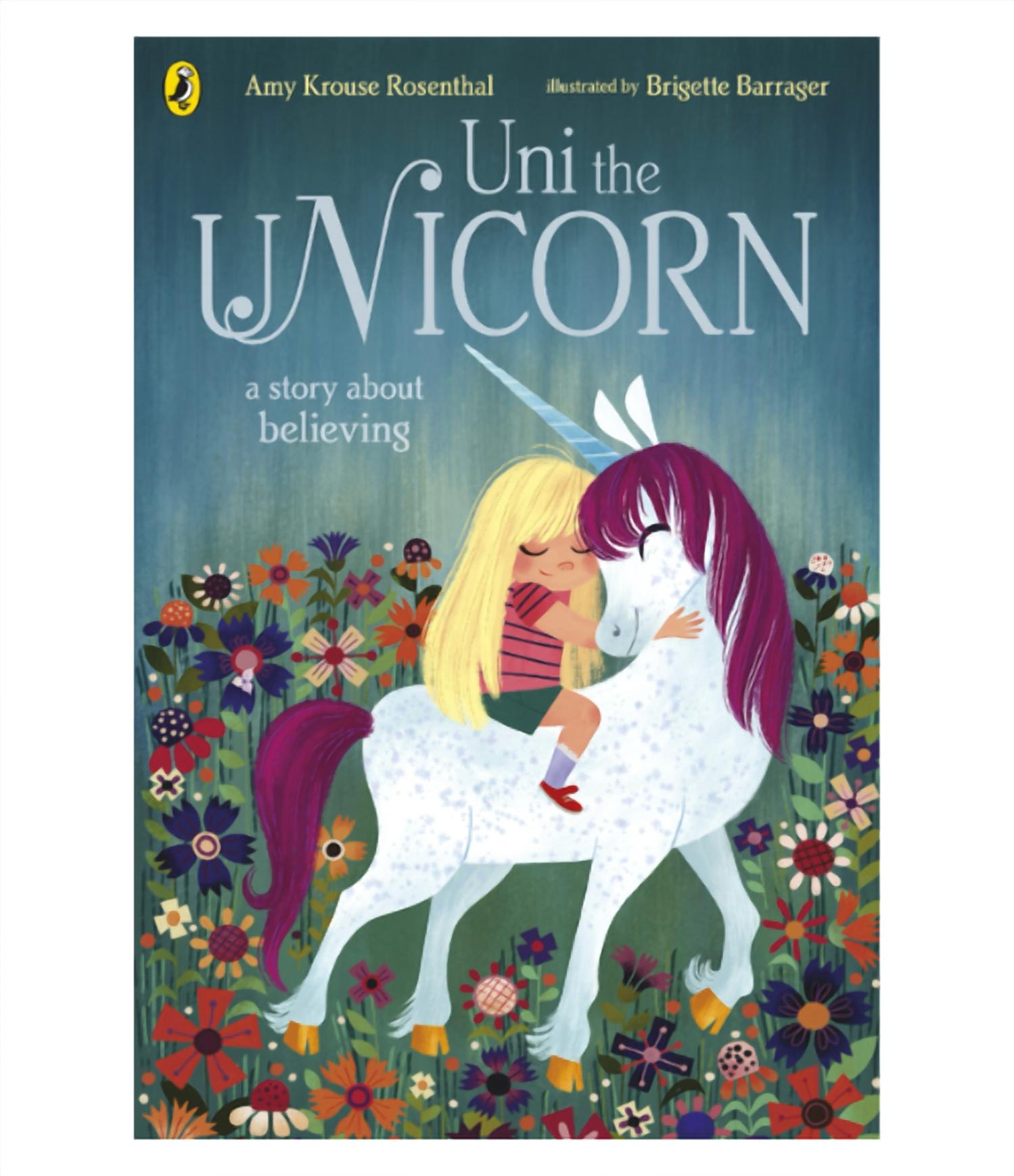 Books To Bed Girl's Uni The Unicorn Nightgown And Book Set in purple - kids' dress - detail view