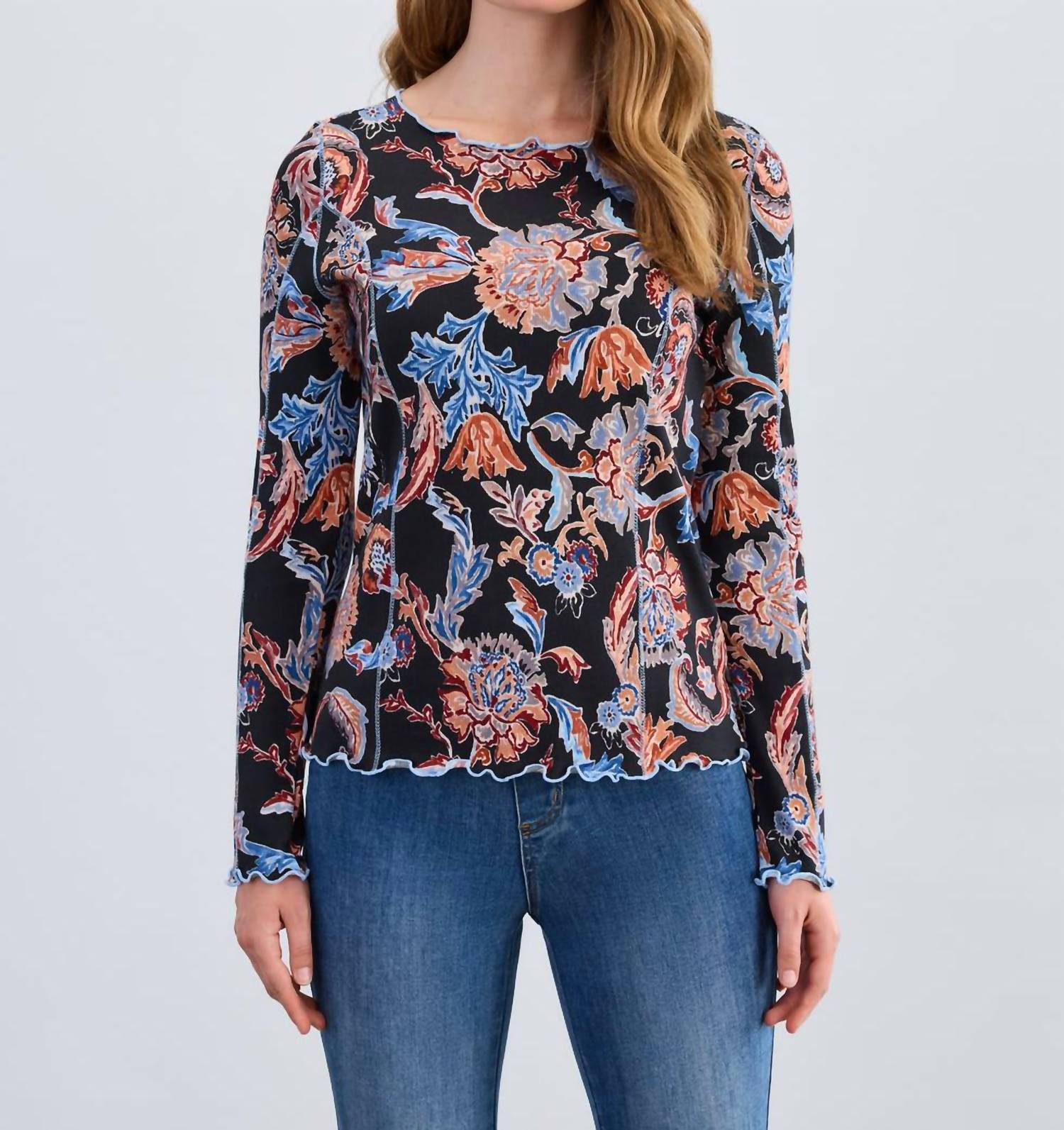 Fdj - Long Sleeve Boat Neck Top
