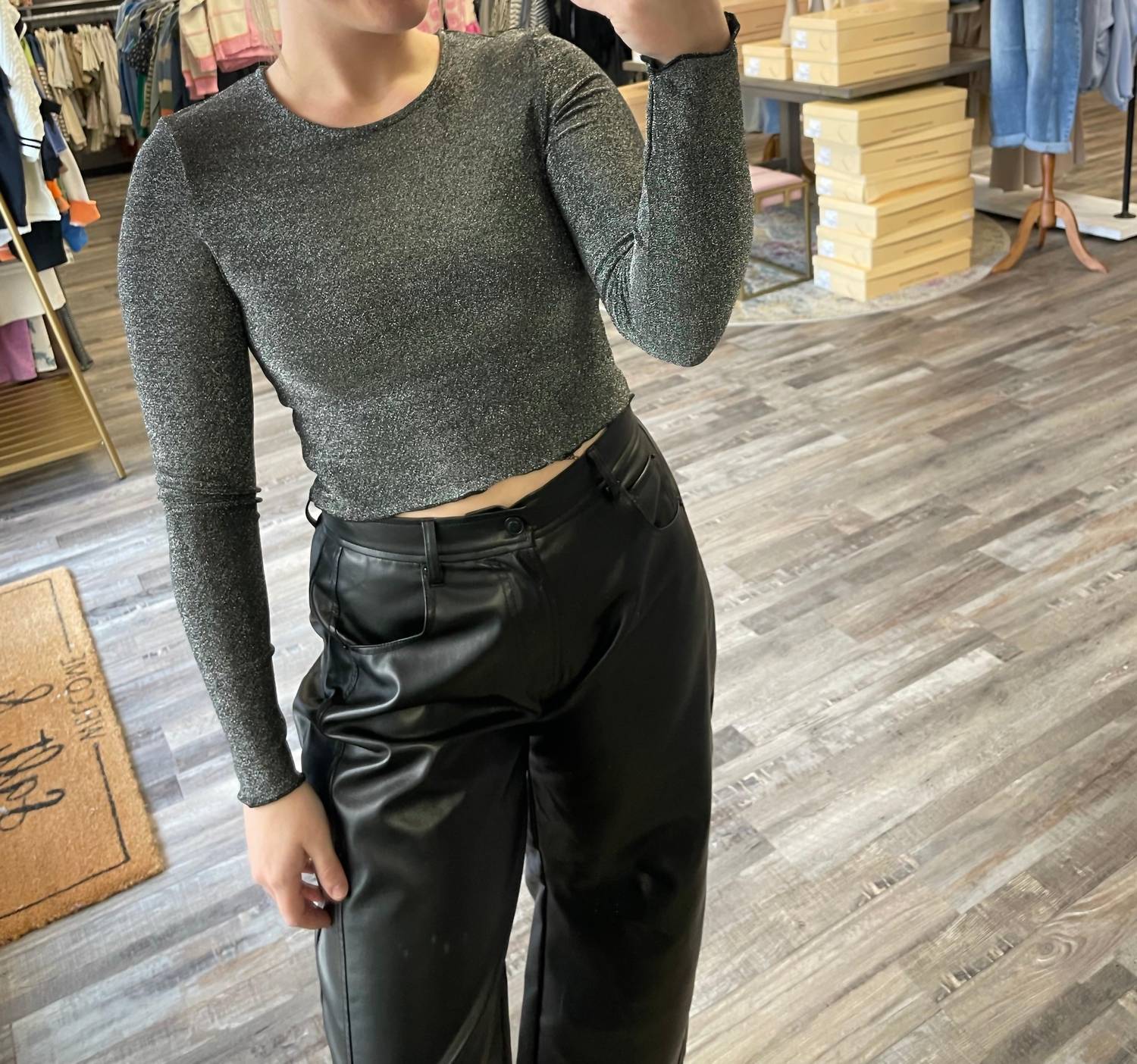 Day + Moon - Metallic Long Sleeve Layer Top