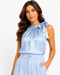 Elings - Satin Animal Textured Halter Top
