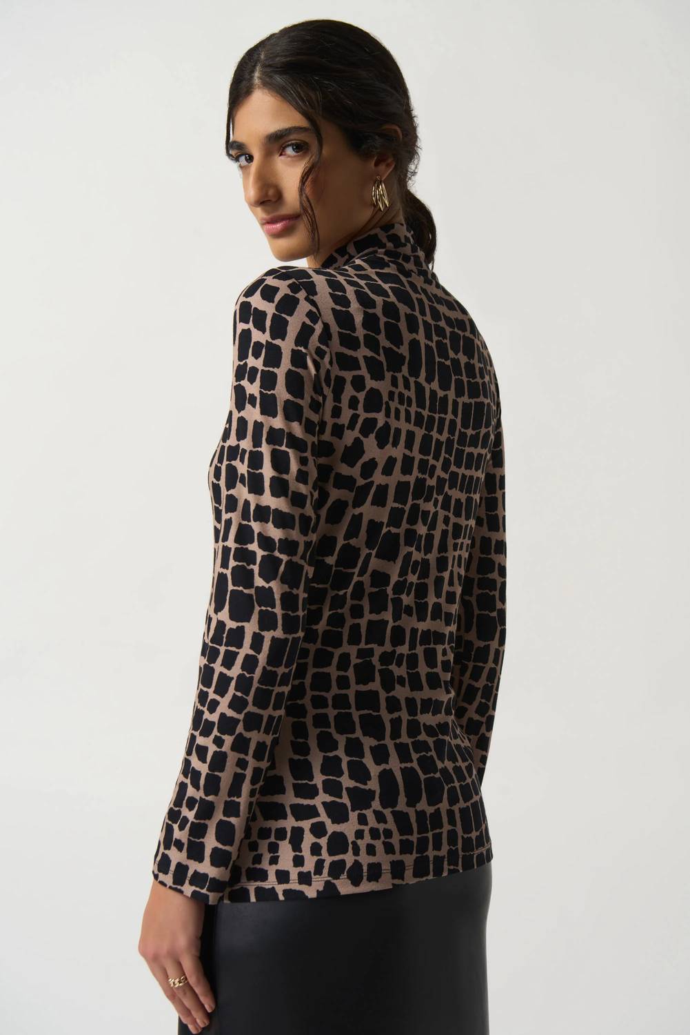 Joseph Ribkoff - Belen Animal Print Ruched Mock Neck Top