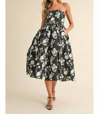 Klesis - Strapless Flare Midi Dress