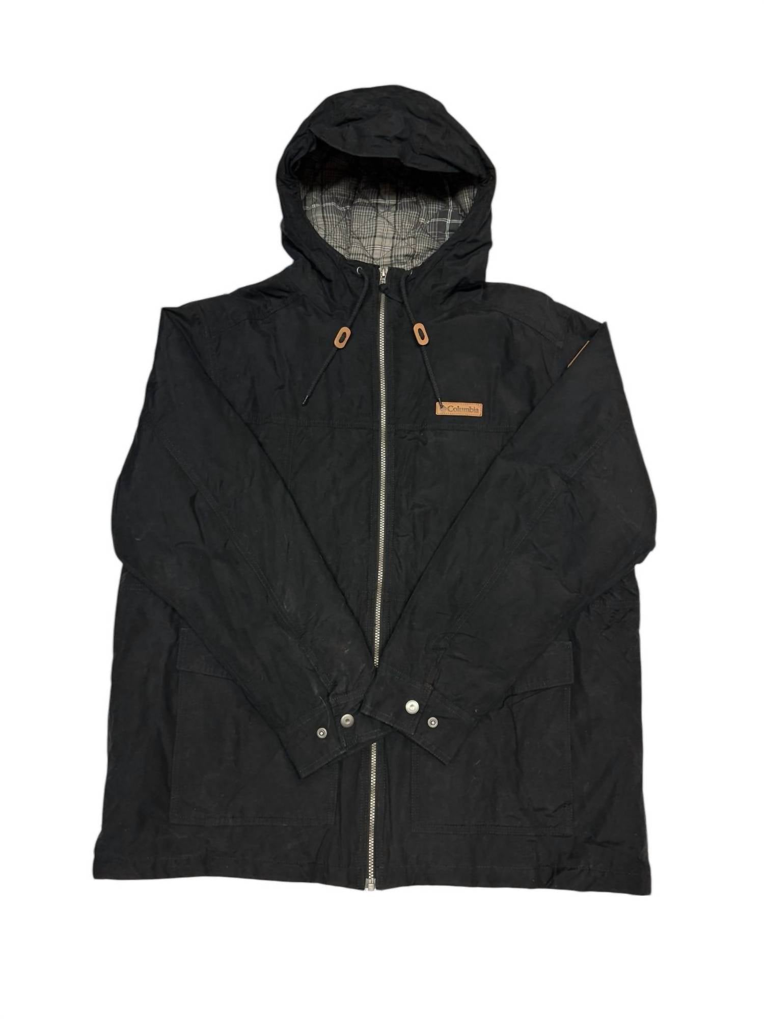 Columbia Men's Hooded Jacket With A Plaid Inner Lining in black - men's jacket