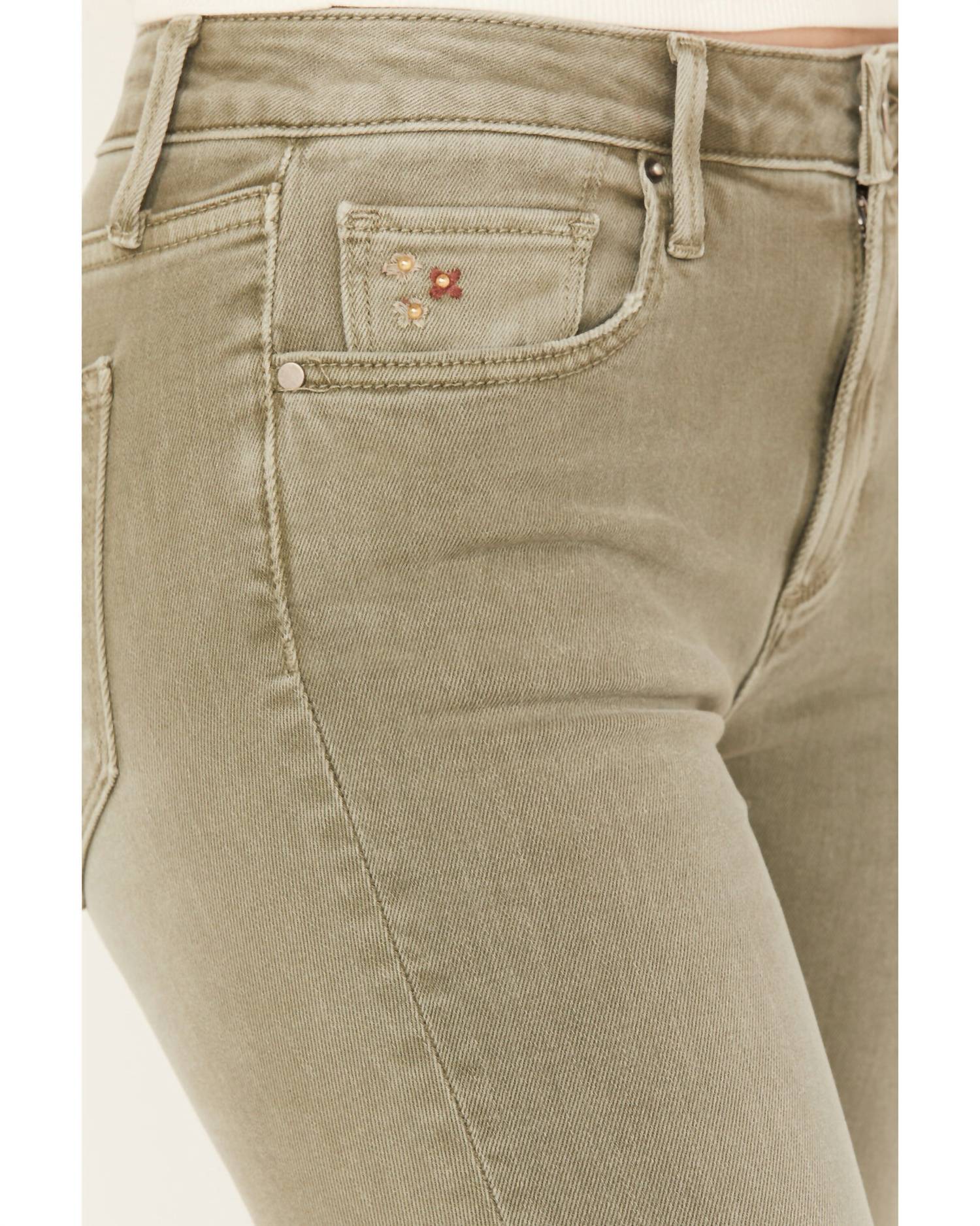 Driftwood - Crop Flare Floral Rivit Jeans