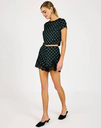 Line And Dot - Sophie Polka Dot Lace Trim Shorts