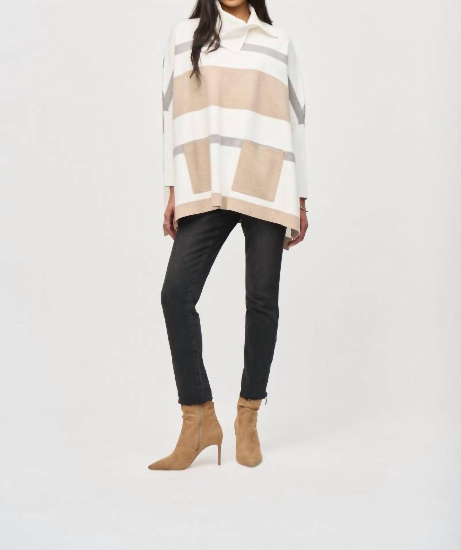 Joseph Ribkoff - Stripe Print Poncho Top