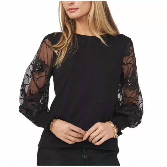 Vince Camuto - Pleated Dot Mesh Top