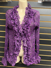 Michael K Women's Loveless Ruffle Top in purple print - women's blouse