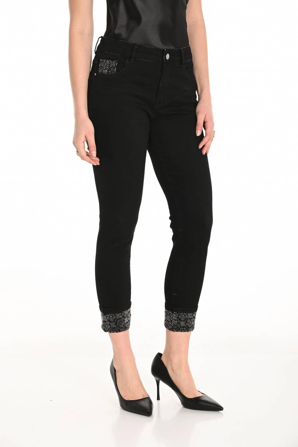 Frank Lyman - Denim Embellished Ankle-length Pant