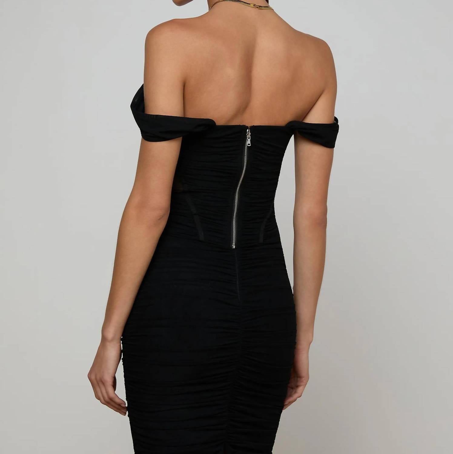 L'Agence Asuka Mesh Corset Top in black - women's blouse - alternate view