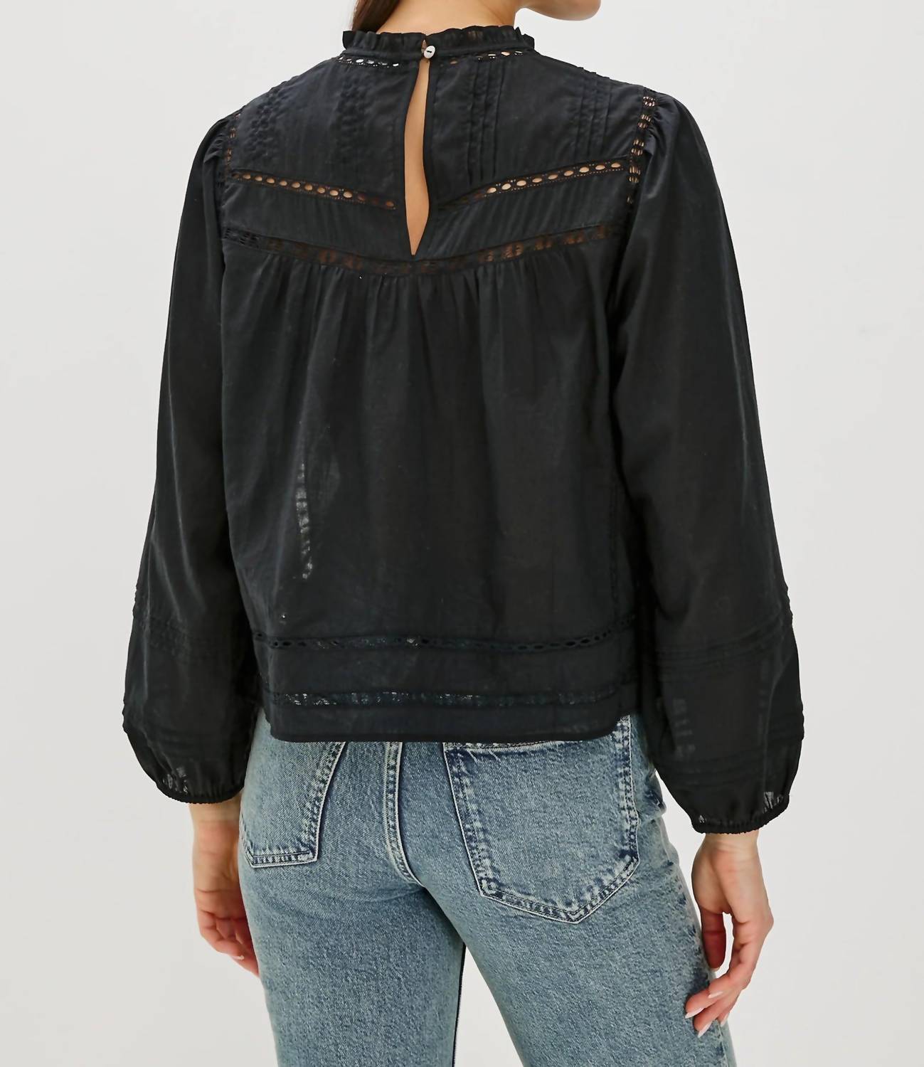 Rails Reyna Top in black - women's long sleeve top - alternate view