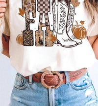 1 The Woman - FALL Letter Print Western Thanksgiving Graphic T-Shirt
