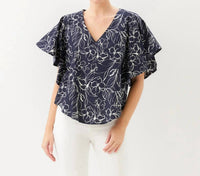 Karen Kane - Flutter Sleeve V-Neck Top
