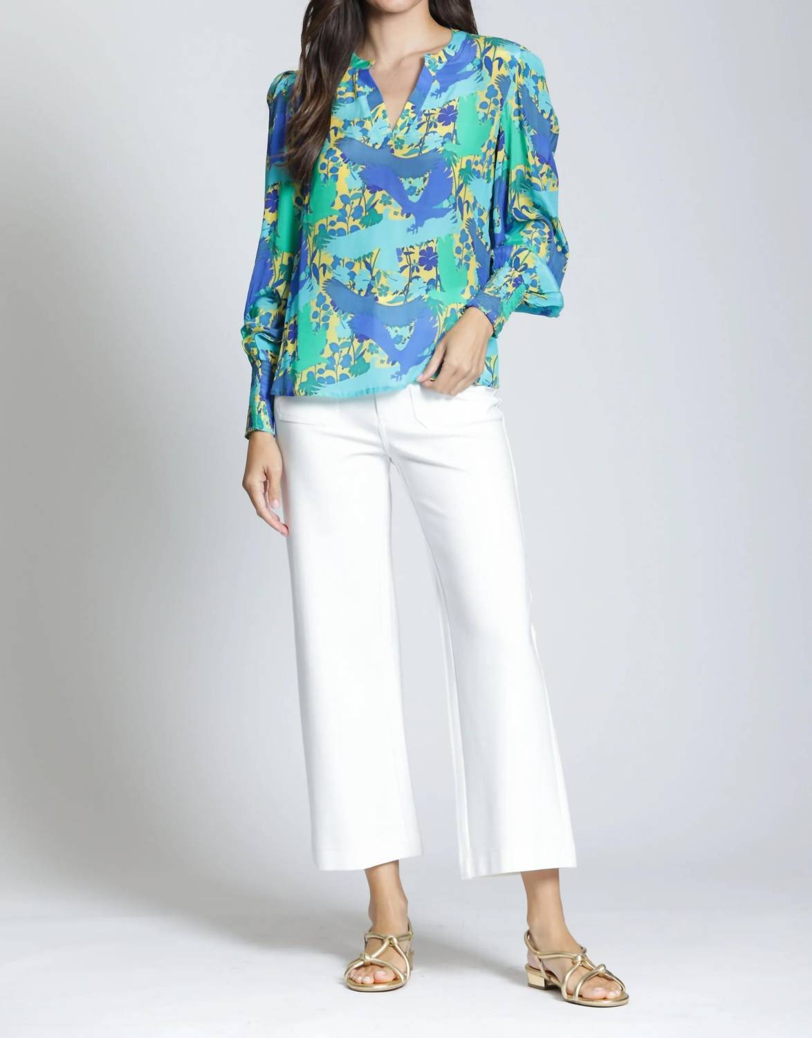 Apny - Ponte Cropped Wide Leg Pant With Patch Pocket
