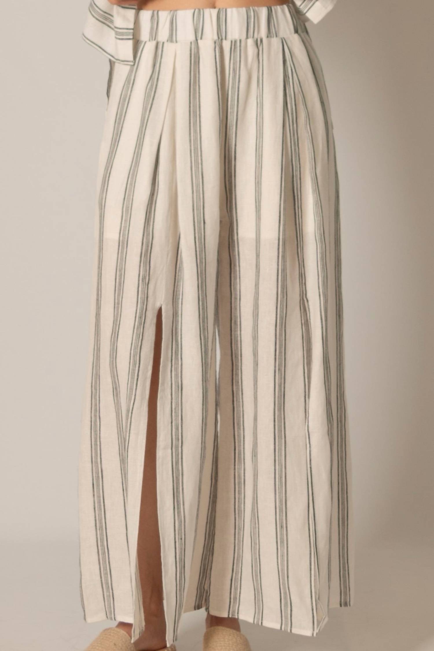 P.Cill - Linen Striped Wide Leg Pants