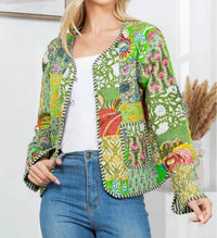 La Soul - Reversible Floral Print Quilted Patch Jacket