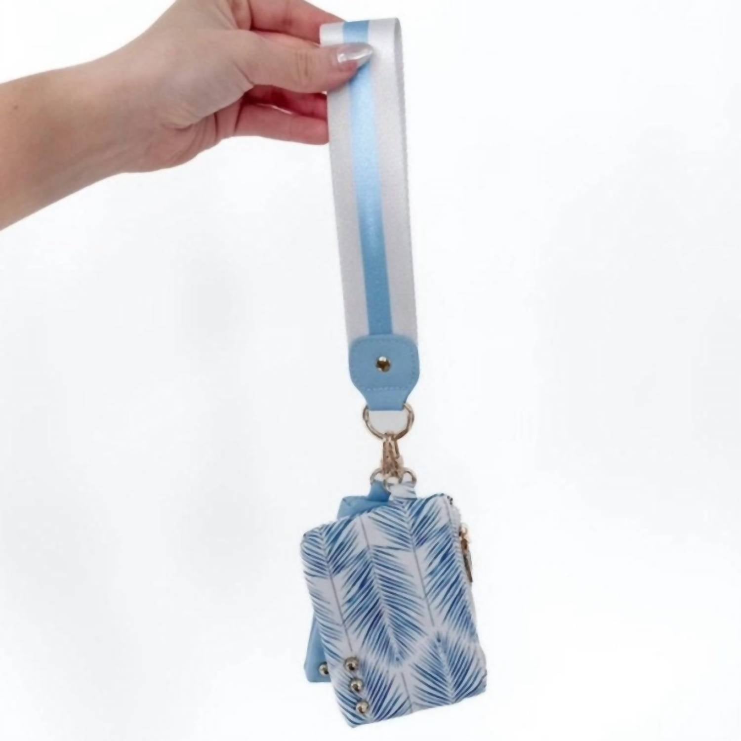 Pretty Simple Women's Dual Nylon Pouch Wristlet in sea mist blue palm branch - women's bag - view 4