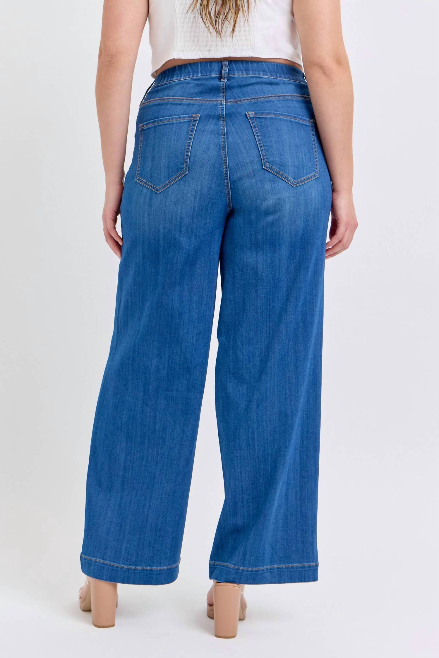 Cello - High Rise Pull-on Wide Leg Jeans - Plus