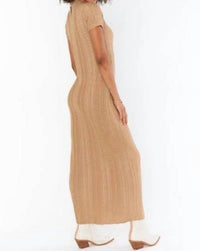 Show Me Your Mumu Valleta Midi Dress in gold shimmer knit - women's dress - detail view