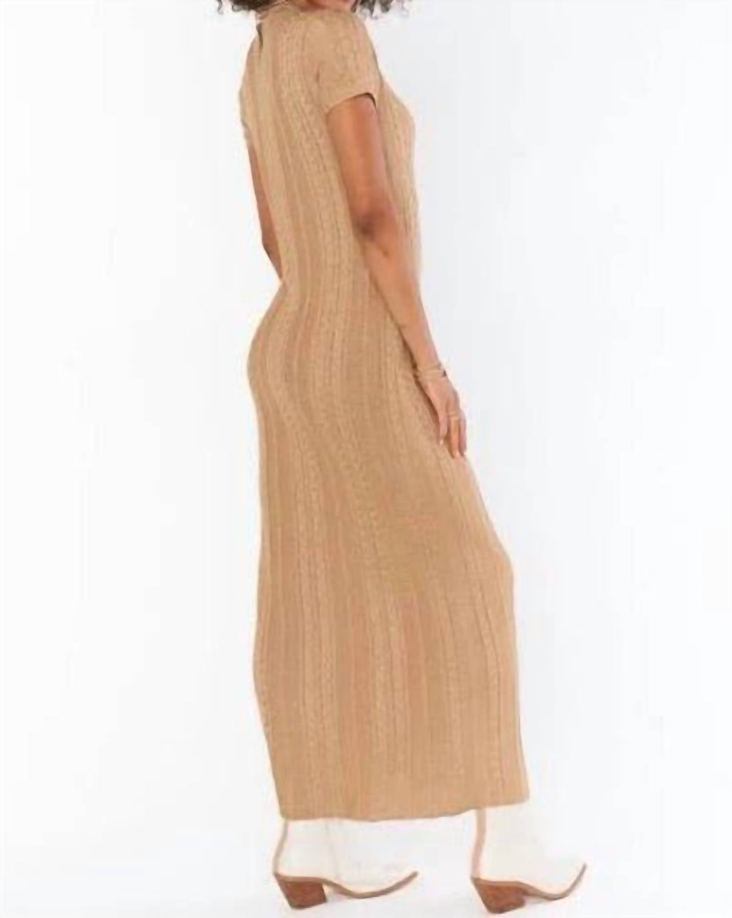 Show Me Your Mumu Valleta Midi Dress in gold shimmer knit - women's dress - detail view
