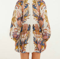FARM RIO Mini Bubble Dress in off white sea garden - women's dress - alternate view