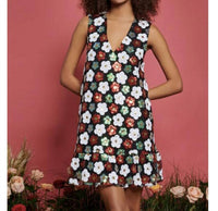 SISTER JANE Hillside Floral V-neck Sequin Mini Dress in black multi - women's dress - detail view