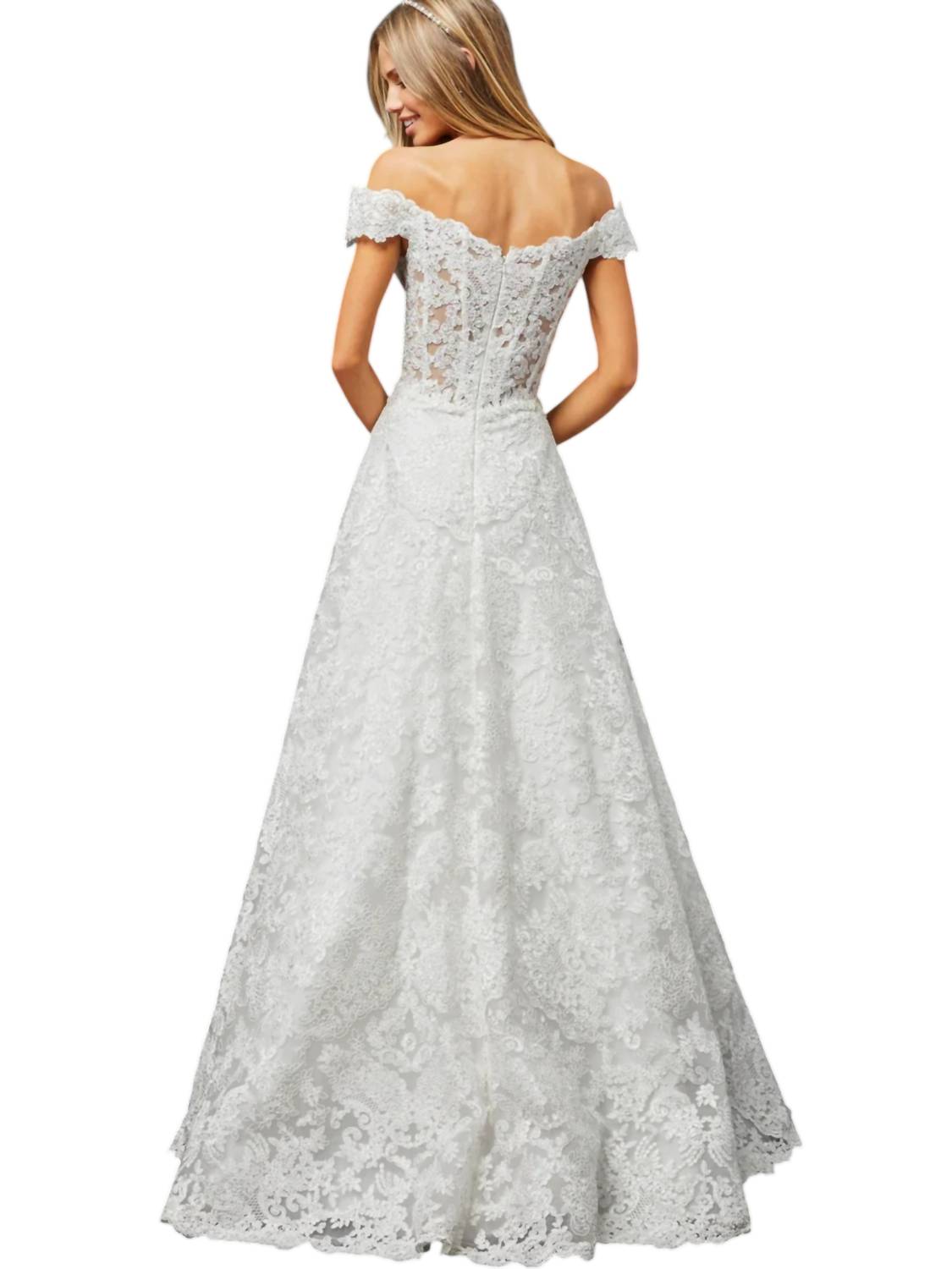 Sherri Hill - Off Shoulder Sweetheart Metallic Lace Ball Gown