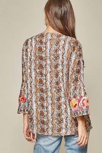 Andree By Unit - Snake Print Embroidered Top