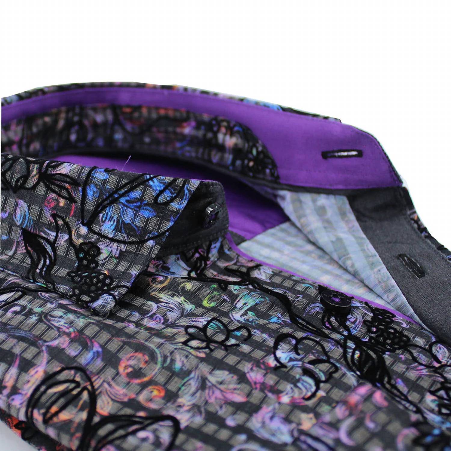 Eight X - Colorful Baroque Button Down Shirt With Flocking