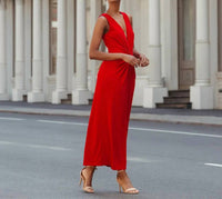 CLARA SUNWOO Center Slit Maxi Dress in red - women's dress - detail view