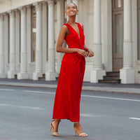 CLARA SUNWOO Center Slit Maxi Dress in red - women's dress - alternate view