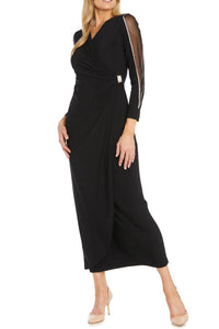 R&M Richards - Long Faux Wrap Style Evening Dress