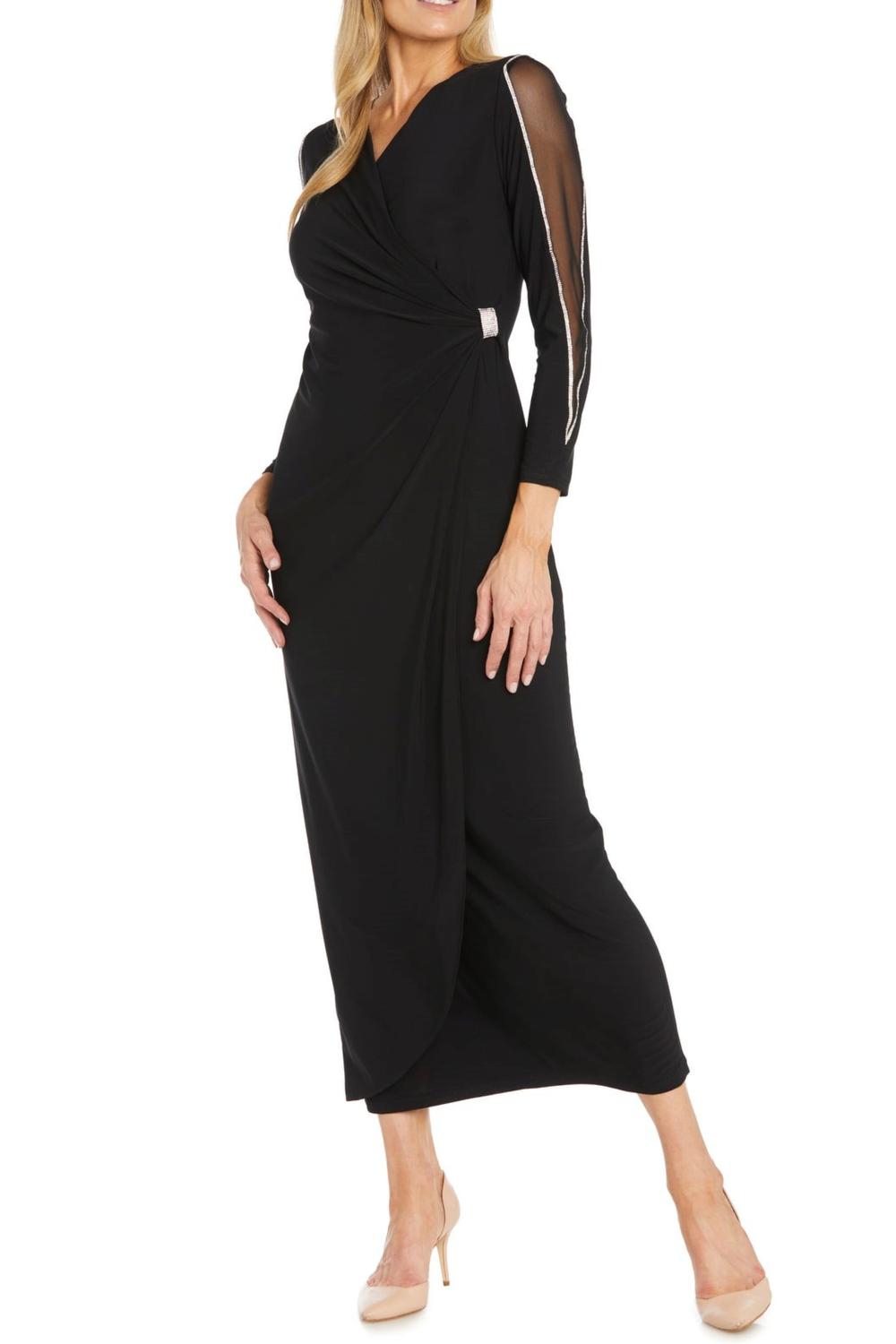 R&M Richards - Long Faux Wrap Style Evening Dress