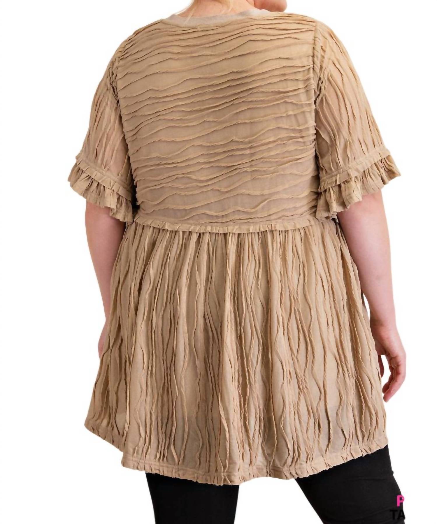 Kori - Pleat Detailing Babydoll Dress Tunic Top