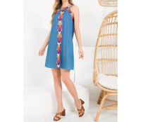 Thml - Chambray Embrroidered Halter Dress